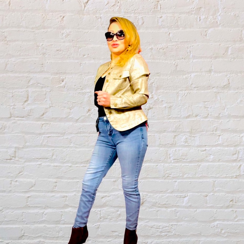 Dana Buchman Foil Snakeskin Jacket